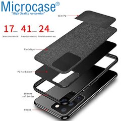Microcase Samsung Galaxy S20 Ultra Fabrik Serisi Kumaş ve Deri Desen Kılıf - Siyah