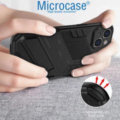 Microcase Iphone 15 Matrix Serisi Armor Standlı Perfect Koruma Kılıf - Siyah AL3416