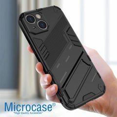 Microcase Iphone 15 Matrix Serisi Armor Standlı Perfect Koruma Kılıf - Siyah AL3416