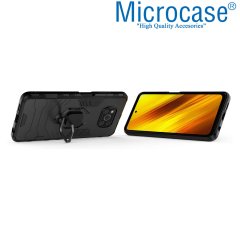 Xiaomi Mi 10T Lite Batman Serisi Yüzük Standlı Armor Kılıf - Siyah