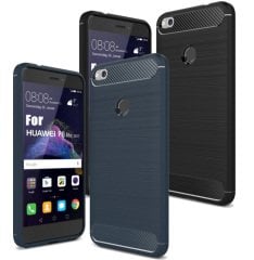 Huawei P9 Lite 2017 Brushed Carbon Fiber Silikon TPU Kılıf