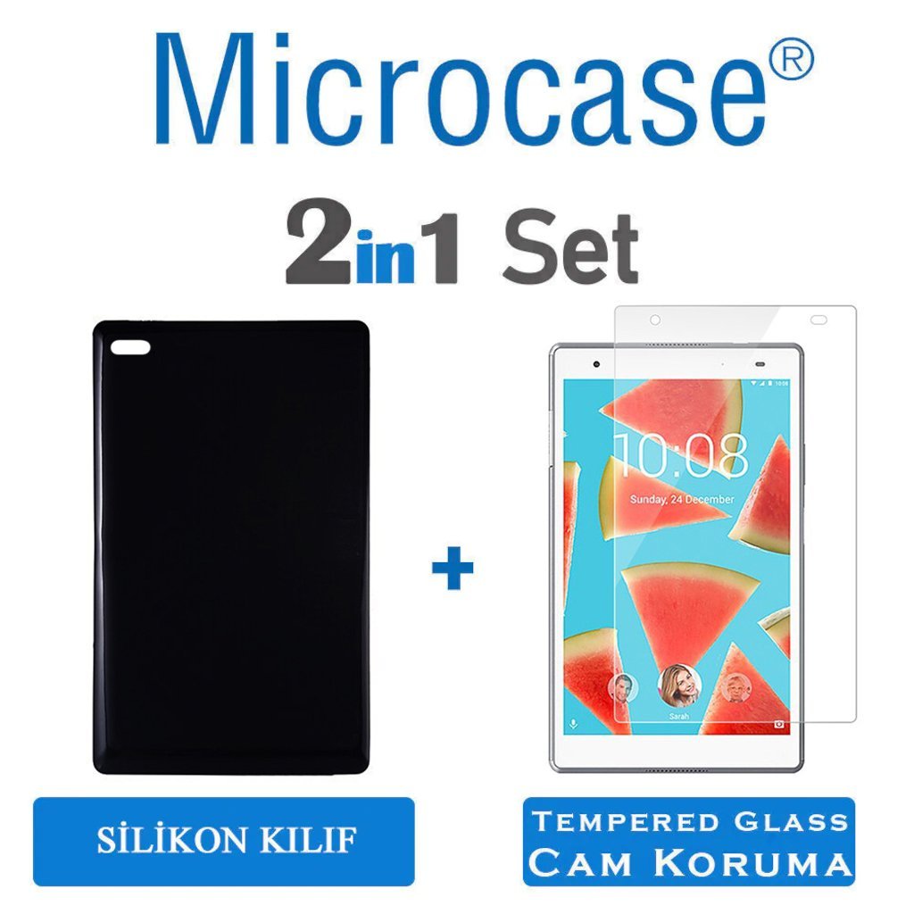 Microcase Lenovo Tab 4 8 Silikon Kılıf Siyah + EKRAN KORUMA(SEÇ)