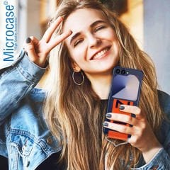 Microcase Samsung Z Flip 6 Parmak Tutuculu Kayış Askılı Plastik Kılıf - AL3007