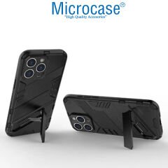 Microcase Iphone 15 Pro Matrix Serisi Armor Standlı Perfect Koruma Kılıf - Siyah AL3416