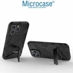 Microcase Iphone 15 ProMax Matrix Serisi Armor Standlı Perfect Koruma Kılıf - Siyah AL3416