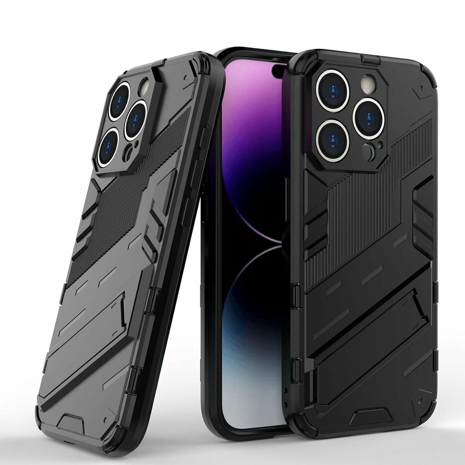 Microcase Iphone 15 ProMax Matrix Serisi Armor Standlı Perfect Koruma Kılıf - Siyah AL3416