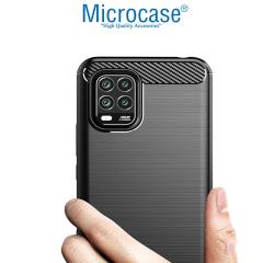 Microcase Xiaomi Mi 10 Lite 5G Brushed Silikon Kılıf - Siyah