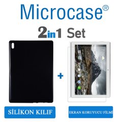 Lenovo Tab E10 TB-X104F Tab 4 10 Silikon Kılıf Siyah + EKRAN KORUMA