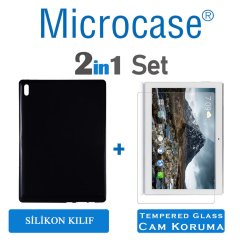 Lenovo Tab E10 TB-X104F Tab 4 10 Silikon Kılıf Siyah + EKRAN KORUMA
