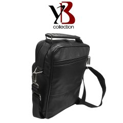 YB Collection 5 Gözlü Hakiki Deri Erkek Portföy Tablet Omuz ve El Çantası Kasasız - Siyah CT104