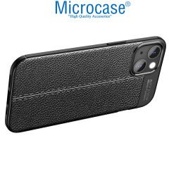 Microcase Iphone 15 Plus Leather Serisi Deri Efekt Silikon Kılıf - Siyah AL3337