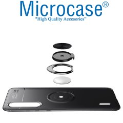 Microcase Xiaomi Mi 9 Lite Focus Serisi Yüzük Standlı Silikon Kılıf - Siyah