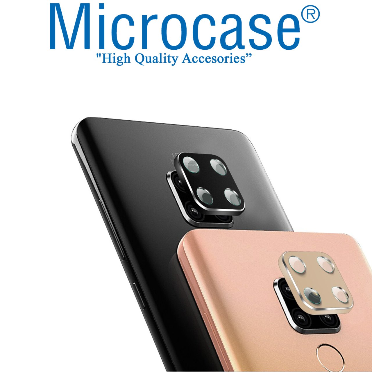 Huawei Mate 20X Kamera Camı Lens Koruyucu Glass Metal Çerçeveli - Siyah