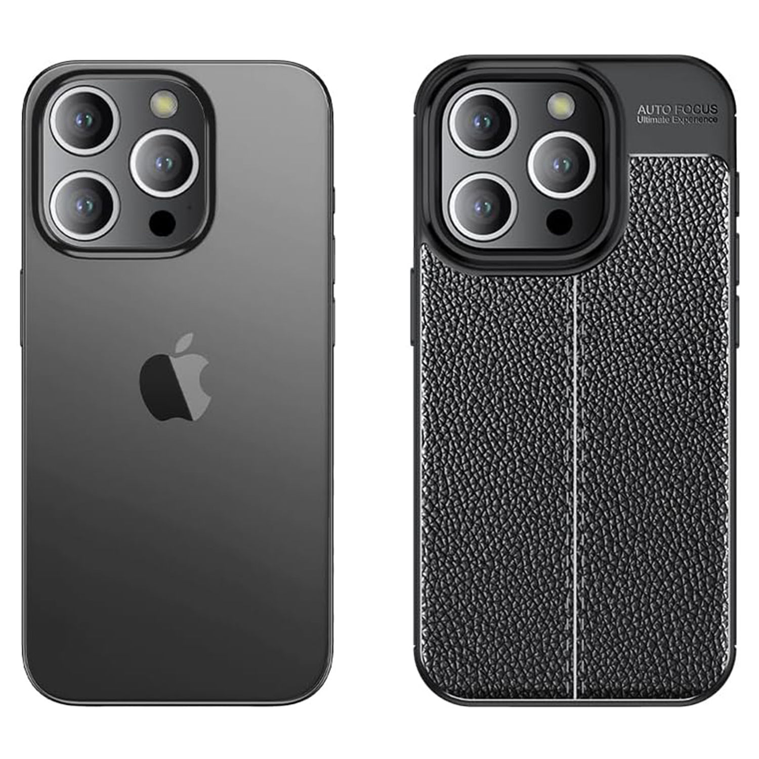 Microcase Iphone 15 Pro Leather Serisi Deri Efekt Silikon Kılıf - Siyah AL3337