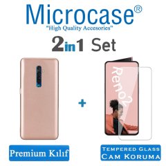 Microcase Oppo Reno 2 Premium Matte Silikon Kılıf + Tempered Glass Cam Koruma
