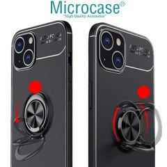 Microcase Iphone 15 Focus Serisi Yüzük Standlı Silikon Kılıf - Siyah AL3363