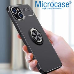 Microcase Iphone 15 Focus Serisi Yüzük Standlı Silikon Kılıf - Siyah AL3363