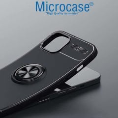 Microcase Iphone 15 Focus Serisi Yüzük Standlı Silikon Kılıf - Siyah AL3363