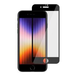 Microcase iPhone SE 2022 Tam Kaplayan Çerçeveli Tempered Ekran Koruyucu - Siyah