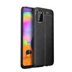 Microcase Samsung Galaxy A03S Leather Silikon Kılıf - Siyah