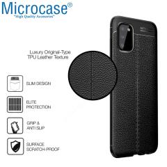 Microcase Samsung Galaxy A03S Leather Silikon Kılıf - Siyah
