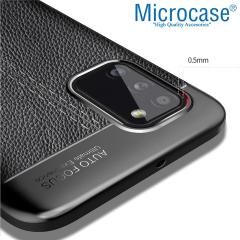 Microcase Samsung Galaxy A03S Leather Silikon Kılıf - Siyah