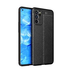 Microcase Oppo Reno 6 Leather Silikon Kılıf - Siyah