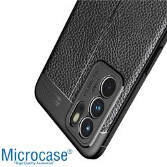 Microcase Oppo Reno 6 Leather Silikon Kılıf - Siyah