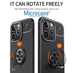 Microcase Iphone 15 Pro Focus Serisi Yüzük Standlı Silikon Kılıf - Siyah AL3363