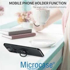 Microcase Iphone 15 Pro Focus Serisi Yüzük Standlı Silikon Kılıf - Siyah AL3363