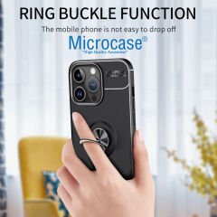 Microcase Iphone 15 Pro Focus Serisi Yüzük Standlı Silikon Kılıf - Siyah AL3363