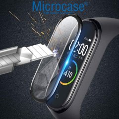Microcase Xiaomi Mi Band 5 Tam Kaplayan Kavisli 3D Ekran Koruyucu Pet Film - Siyah