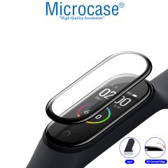 Microcase Xiaomi Mi Band 5 Tam Kaplayan Kavisli 3D Ekran Koruyucu Pet Film - Siyah