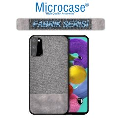 Microcase Samsung Galaxy S20 Fabrik Serisi Kumaş ve Deri Desen Kılıf - Gri