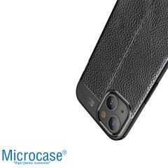 Microcase Apple iPhone 14 Leather Tpu Silikon Kılıf - Siyah