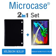 Lenovo Tab 2 A10-70 Silikon Kılıf Siyah + Ekran Koruyucu