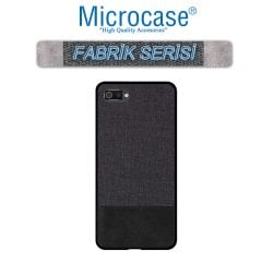 Microcase Realme C2 Fabrik Serisi Kumaş ve Deri Desen Kılıf - Siyah