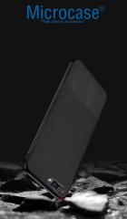 Microcase Realme C2 Fabrik Serisi Kumaş ve Deri Desen Kılıf - Siyah