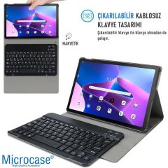 Microcase Lenovo Tab M10 TB328FU 10.1 inch / T328 Tablet ile uyumlu Bluetooth Türkçe Klavyeli Standlı Kılıf AL4824 ITHL