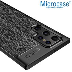 Microcase Samsung Galaxy S22 Ultra Leather Silikon Kılıf - Siyah