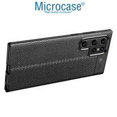 Microcase Samsung Galaxy S22 Ultra Leather Silikon Kılıf - Siyah