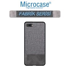 Microcase Realme C2 Fabrik Serisi Kumaş ve Deri Desen Kılıf - Gri