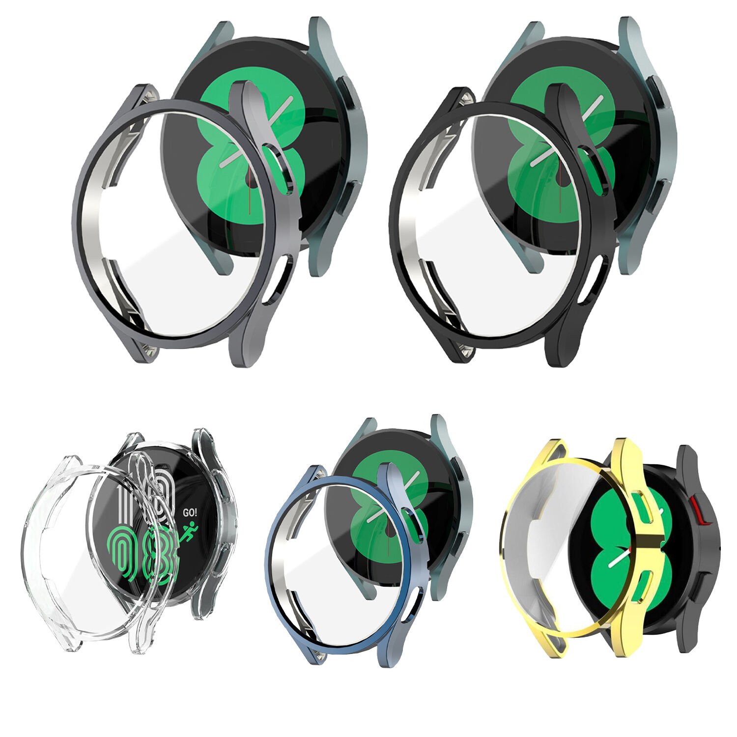 Microcase Samsung Galaxy Watch 6 44mm Ekran Korumalı Sert Rubber Kılıf - AL3173