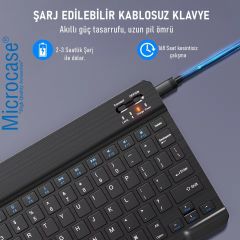 Microcase Lenovo Tab M8 4.Jenerasyon 8 inch Tablet ile uyumlu Bluetooth Türkçe Klavyeli Standlı Kılıf AL4823 ITHL