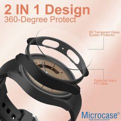 Microcase Samsung Galaxy Watch 6 44mm Ekran Korumalı Sert Rubber Kılıf - AL3173