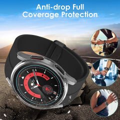 Microcase Samsung Galaxy Watch 6 44mm Ekran Korumalı Sert Rubber Kılıf - AL3173