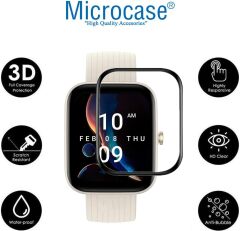 Microcase Amazfit Gts 4 Mini Tam Kaplayan Kavisli Ekran Koruyucu 3D Pet Film - Siyah AL3385