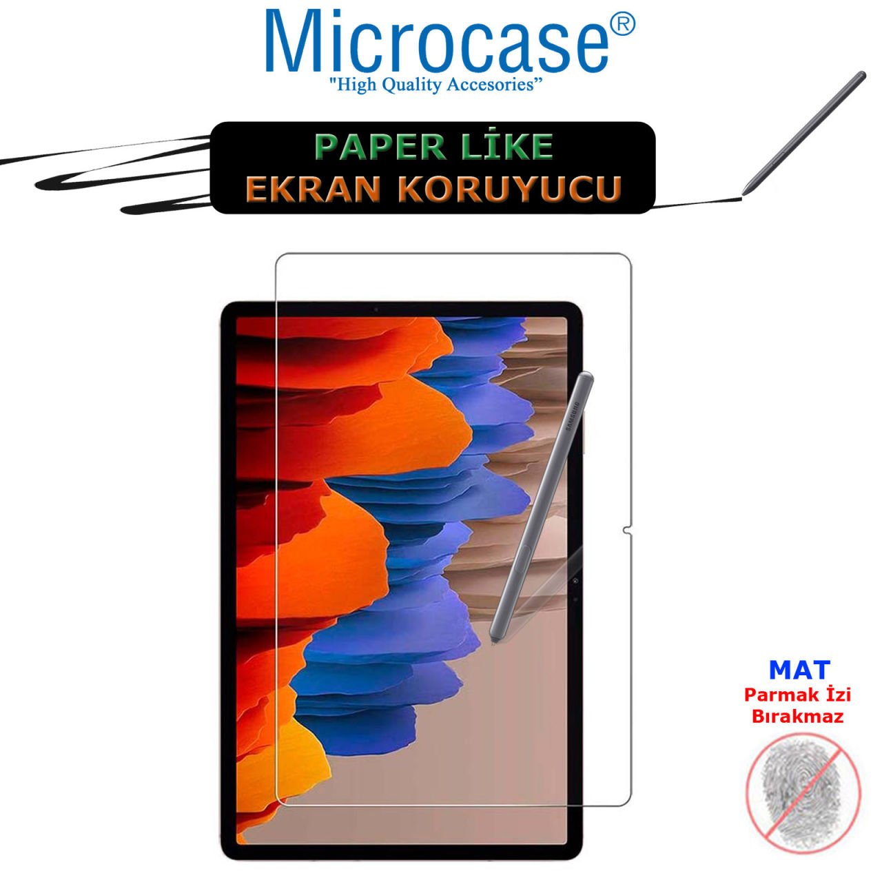 Microcase Samsung Tab S7 FE LTE 12.4 2021 SM-T735C T730 T735 Paper Like Kağıt Hissi Veren MAT Ekran Koruyucu