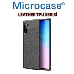 Microcase Samsung Note 10 Leather Tpu Silikon Kılıf - Siyah