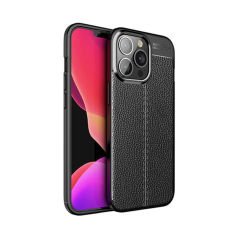 Microcase Apple iPhone 14 Pro Max Leather Tpu Silikon Kılıf - Siyah